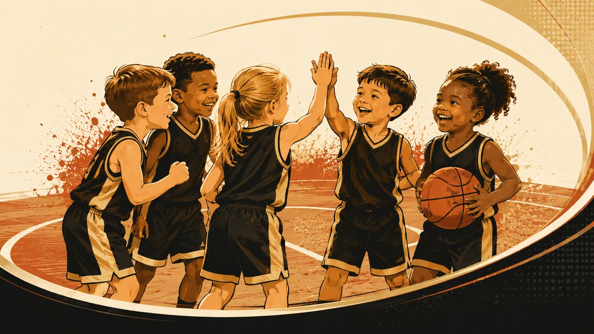 Youth basketball practice scene
